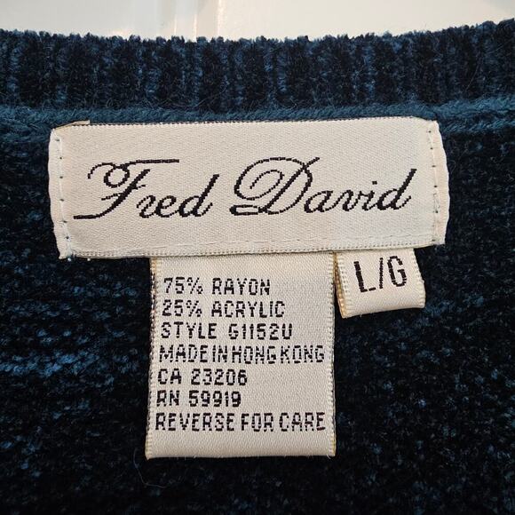 Fred David Vintage Y2K Sweater Womens Large Blue Knit Boho Retro Soft Indie Cozy - Picture 8 of 8
